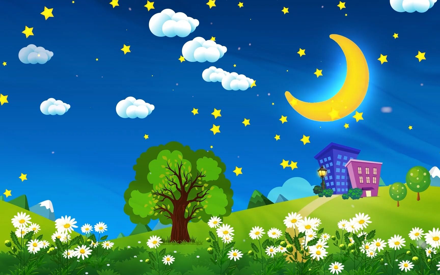 儿童节目幼儿园可爱卡通小星星月亮船动画表演舞台蹈led背景视频