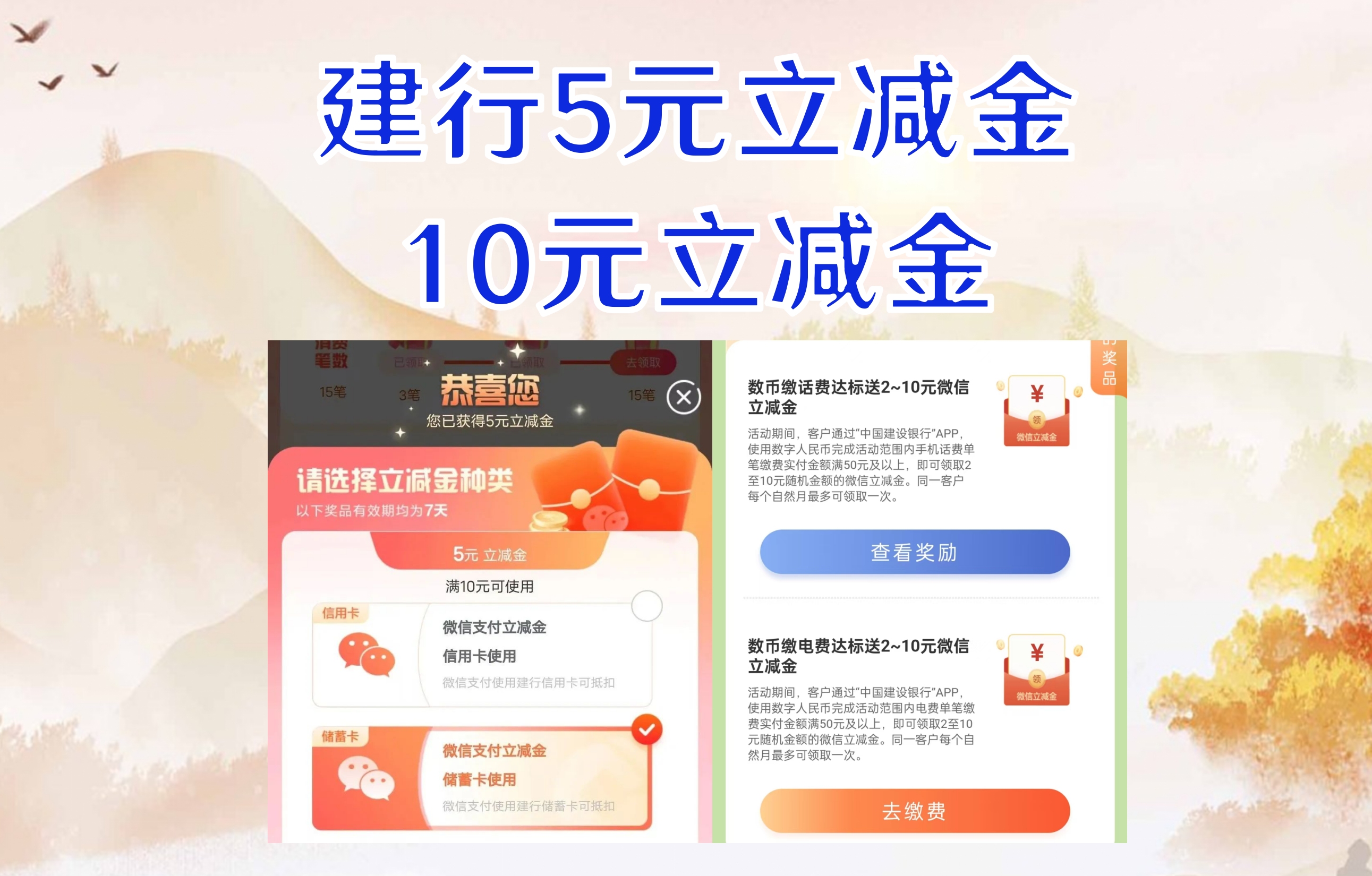 建行5元和10元立减金哔哩哔哩bilibili