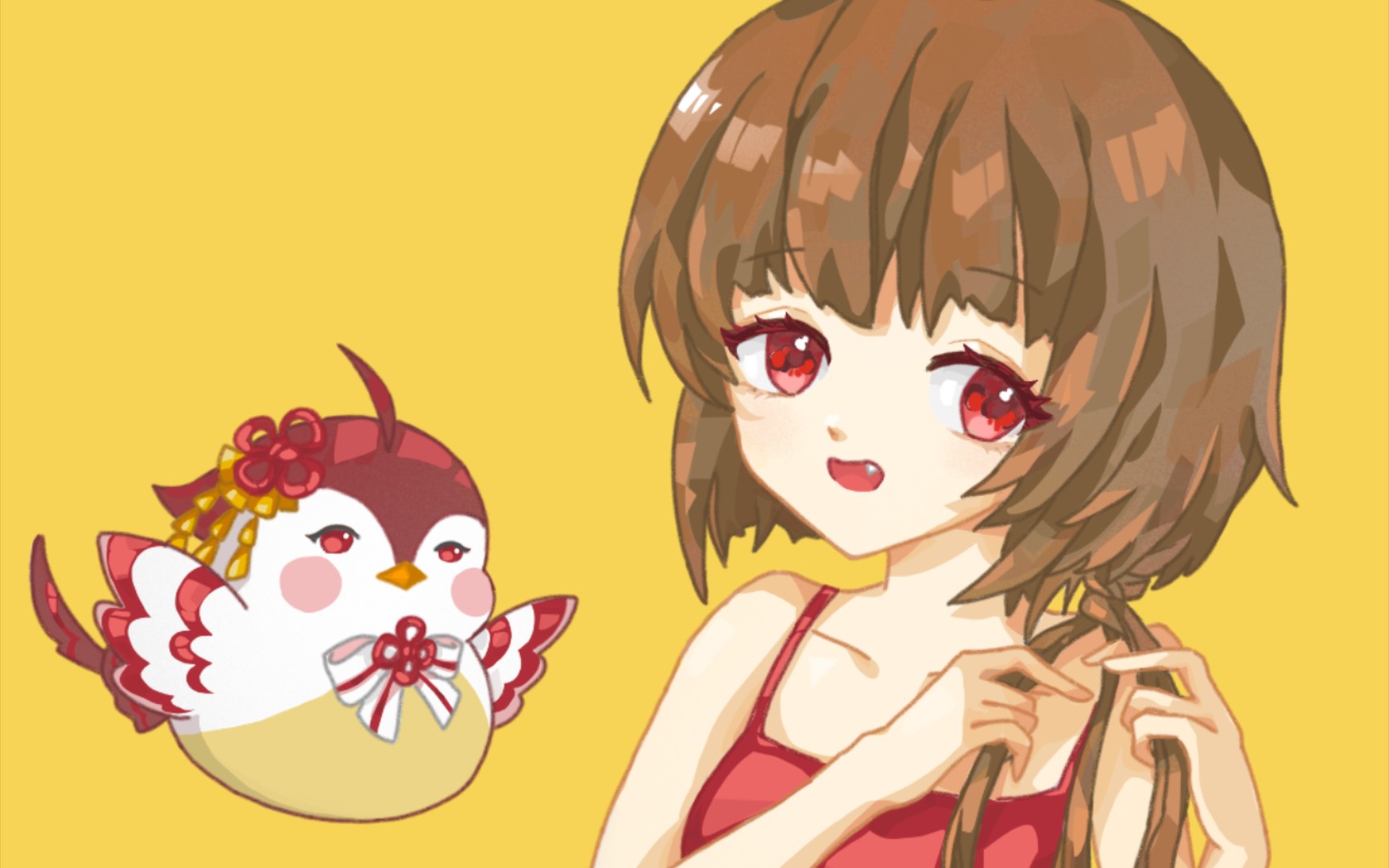 【指绘|泠鸢yousa】一下子摸了两只鸟!