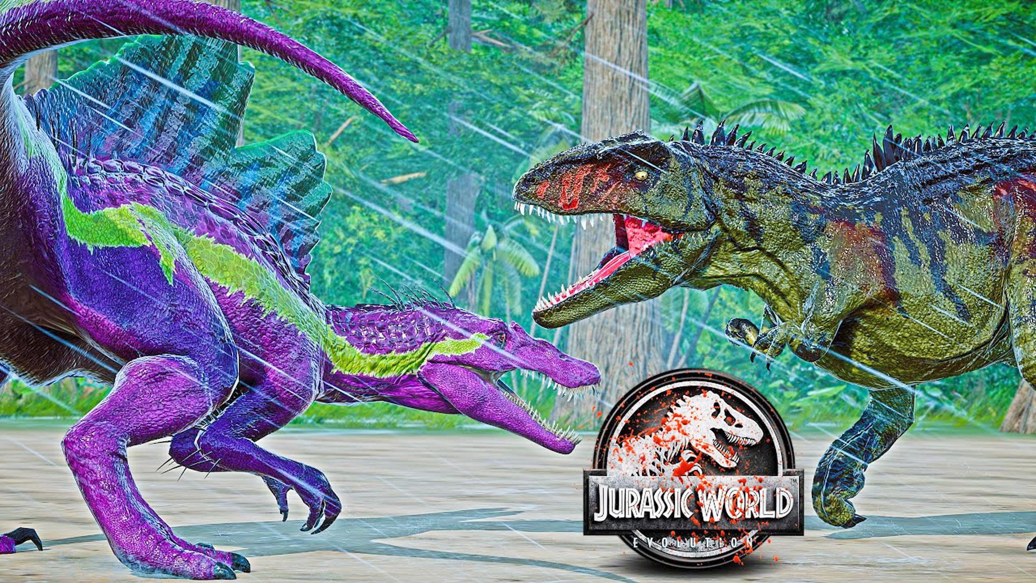 巨兽龙 vs 暴虐棘龙,镰刀龙 ~ 侏罗纪世界进化