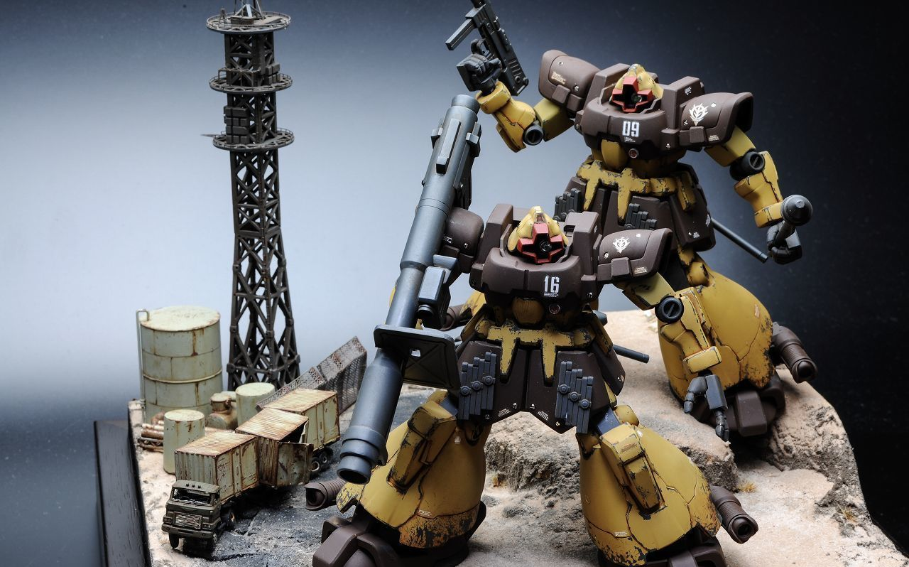 万代 hguc 1/144 热带型大魔(沙漠色)ms-09f 模型及场景制作合集