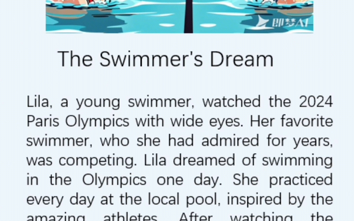 亲子共读英语短文 每日磨耳朵听读英文故事 The Swimmer's Dream哔哩哔哩bilibili