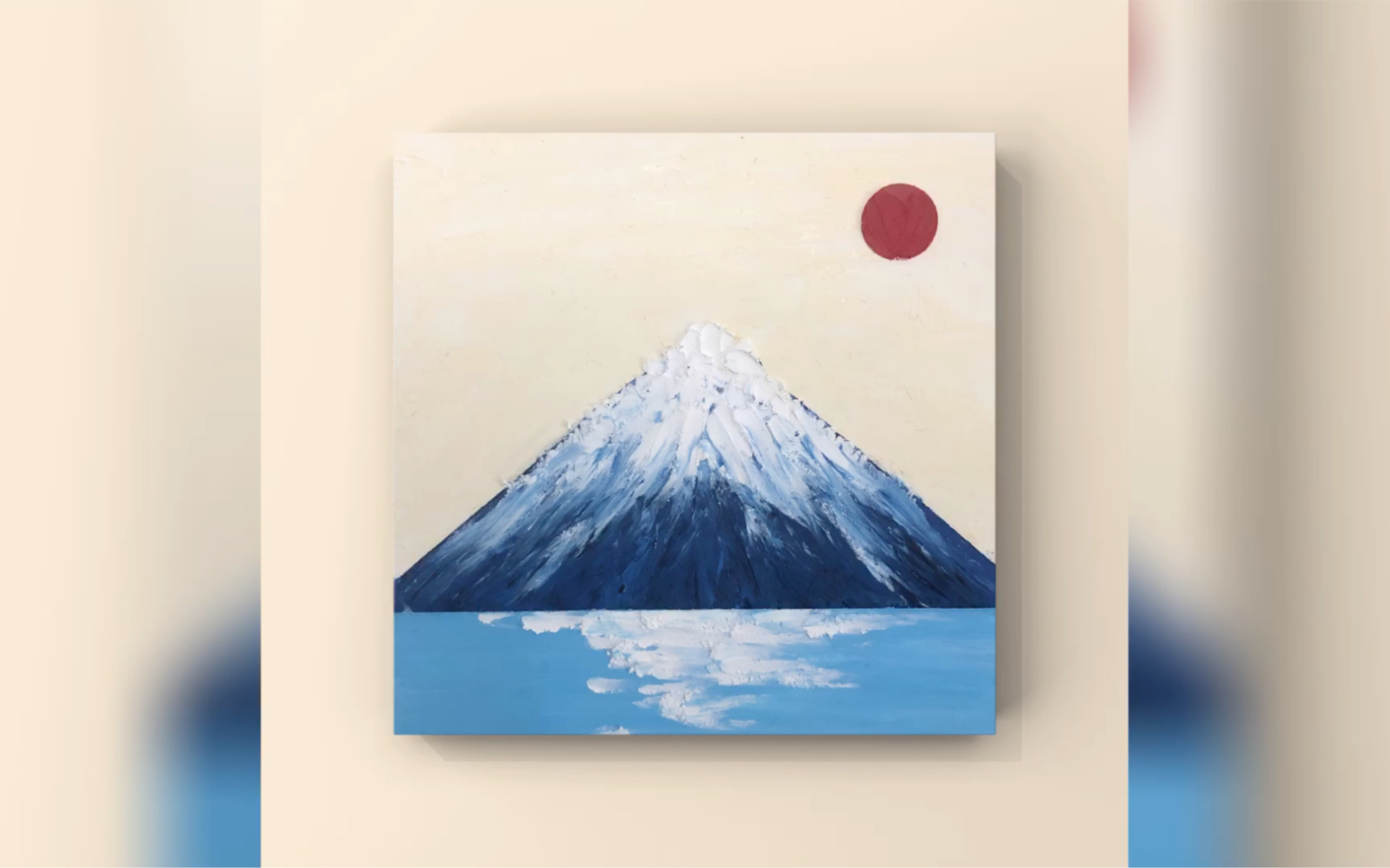 油画棒画富士山图片