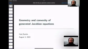 Cale Rankin：Geometry and convexity of generated Jacobian equations