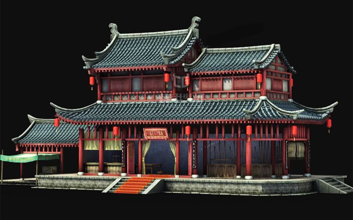 【3dmax建模】国风古建筑"宫殿"模型制作,零基础房屋场景建模思路讲解