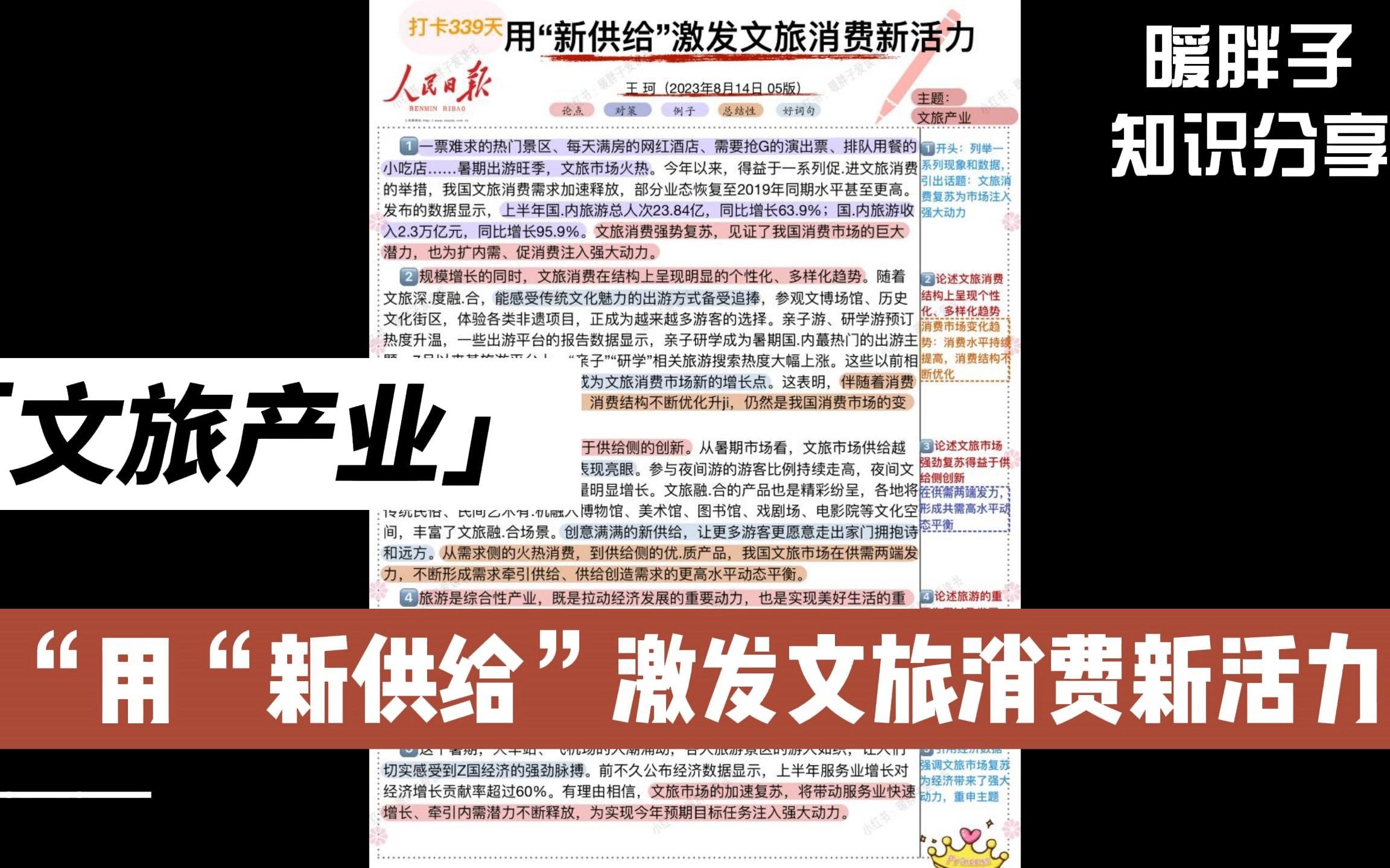 [图]人民日报文章精读分享｜用“新供给”激发文旅消费新活力（每日一篇文章学习）