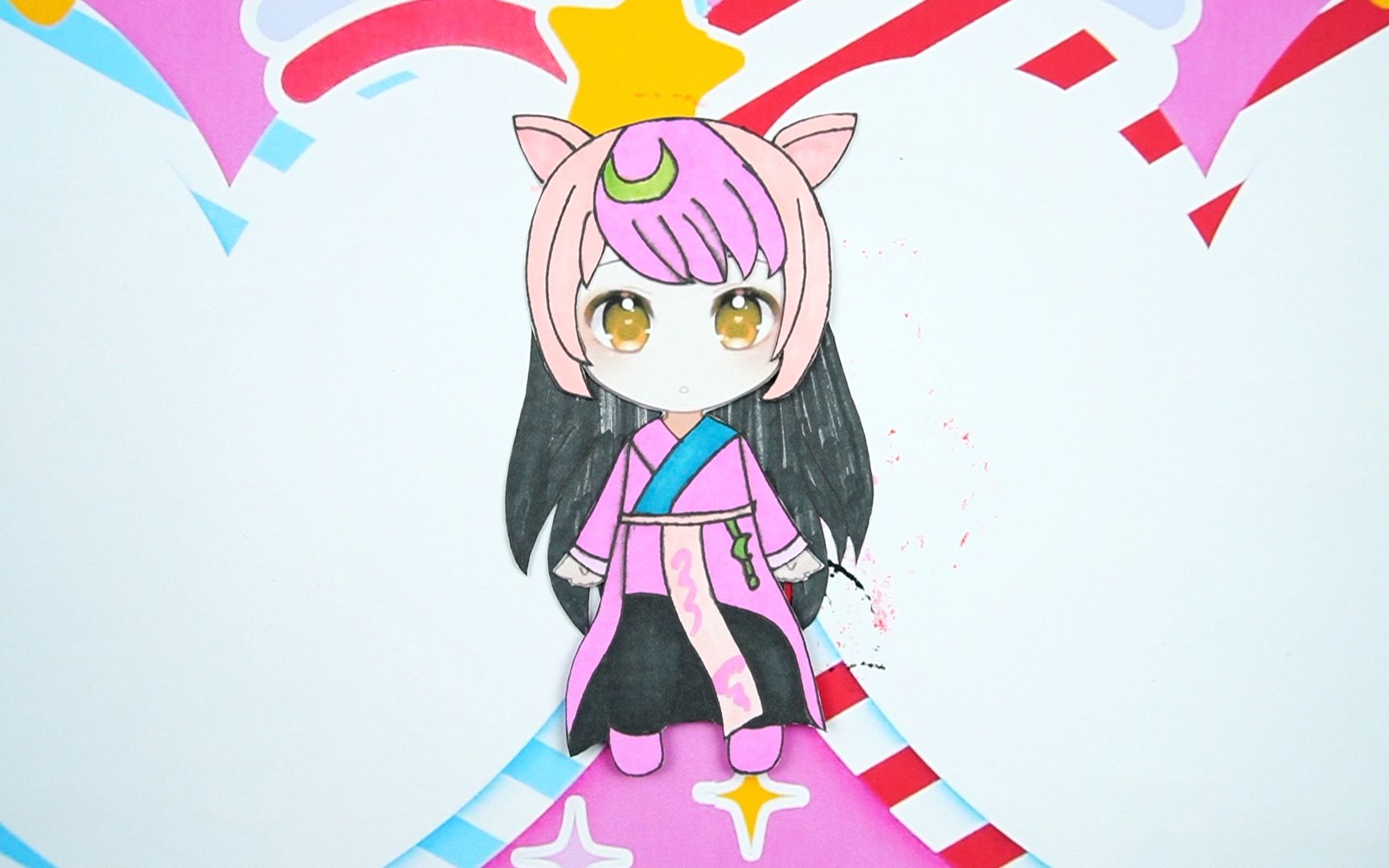 精灵梦叶罗丽手工贴纸,纸娃娃卡通颜爵手绘教程