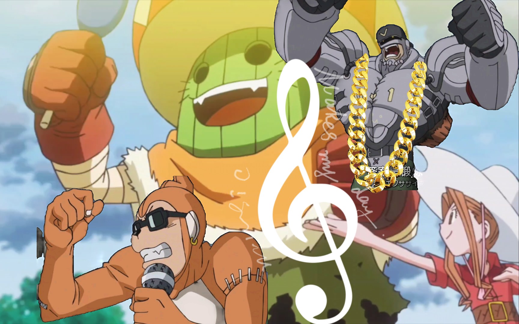 【数码宝贝大冒险】美美公主&雨披兽的热带音乐节～悟空兽vs火山兽