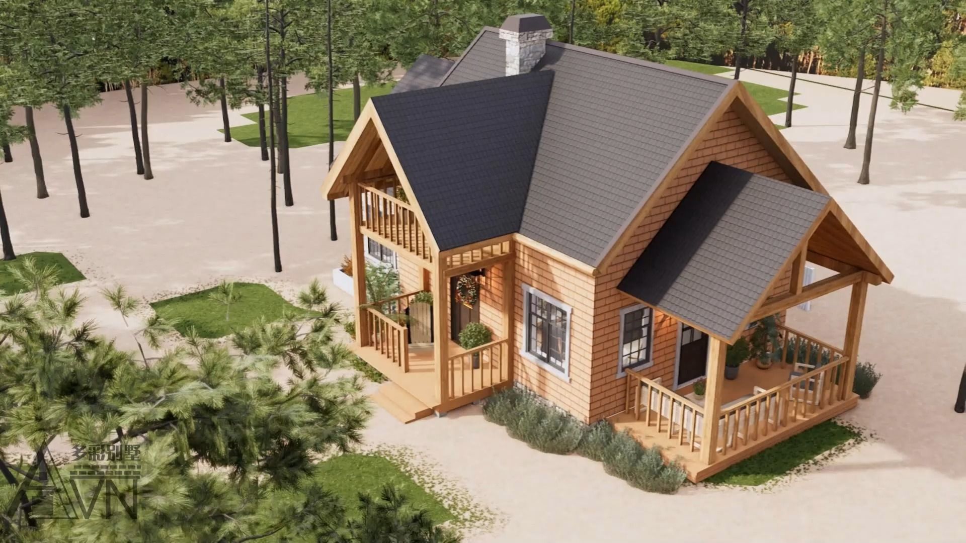 一栋小空间木屋风格乡村别墅创意(10x6m)