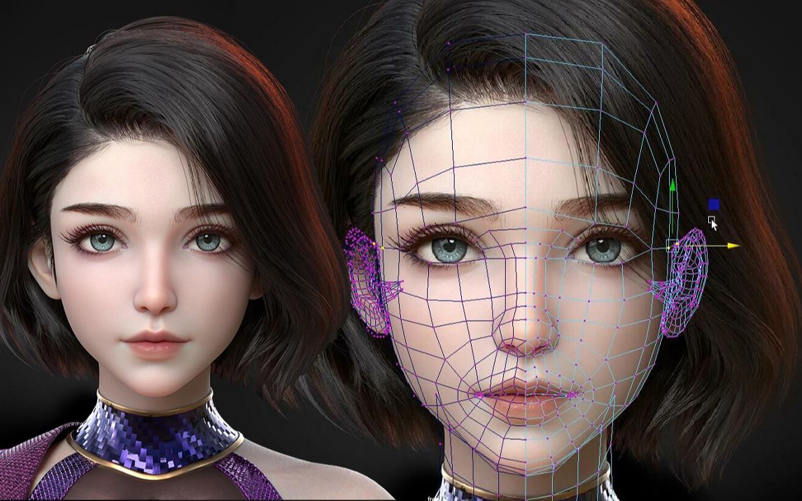 【maya人物建模】影视模型角色制作,超详细写实人物布线结构讲解