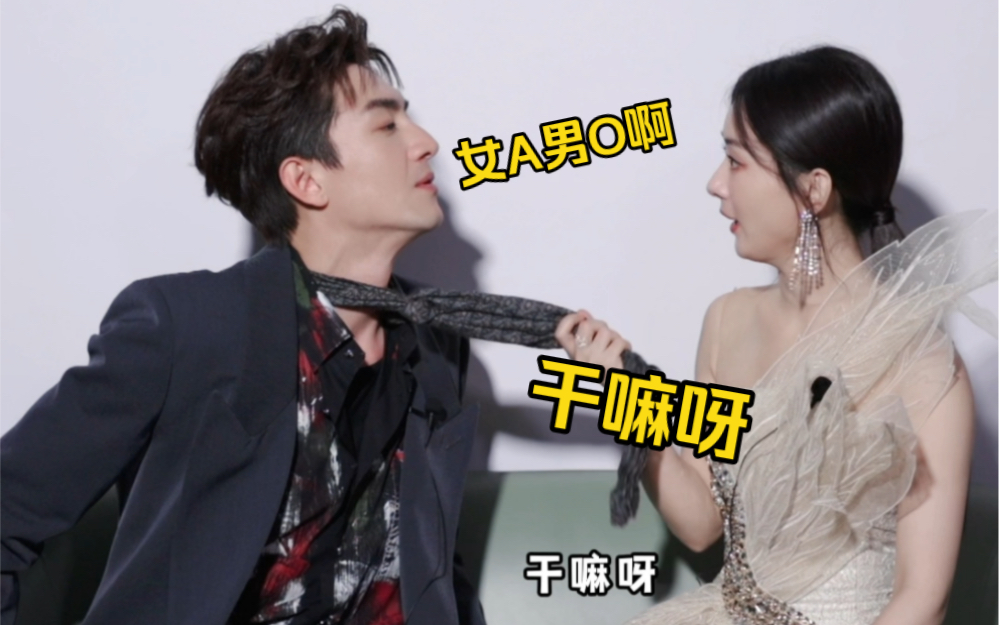 记者让赵丽颖林更新表现女a男o拽领带,害羞的颖宝可爱死了!