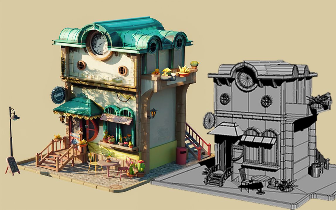 3dmax场景建模:游戏3d场景 房屋模型场景建模思路/技巧教学(上)