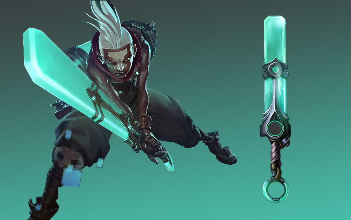 英雄联盟艾克建模/布线,贴图材质到八猴渲染全流程(武器篇)【次时代