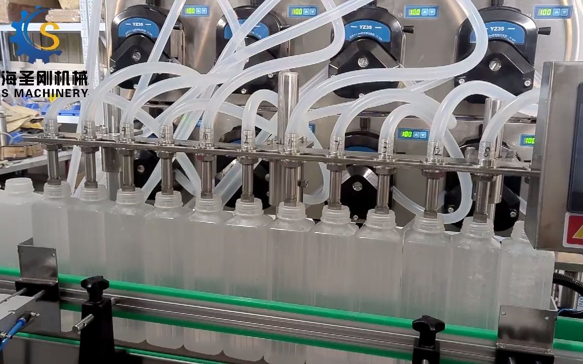 圣刚液体自动灌装设备 12头全自动液体灌装机 液体瓶装灌装机