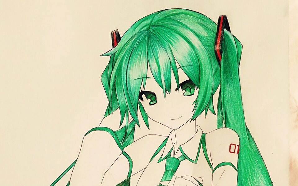 【彩铅】miku,喵大成长史