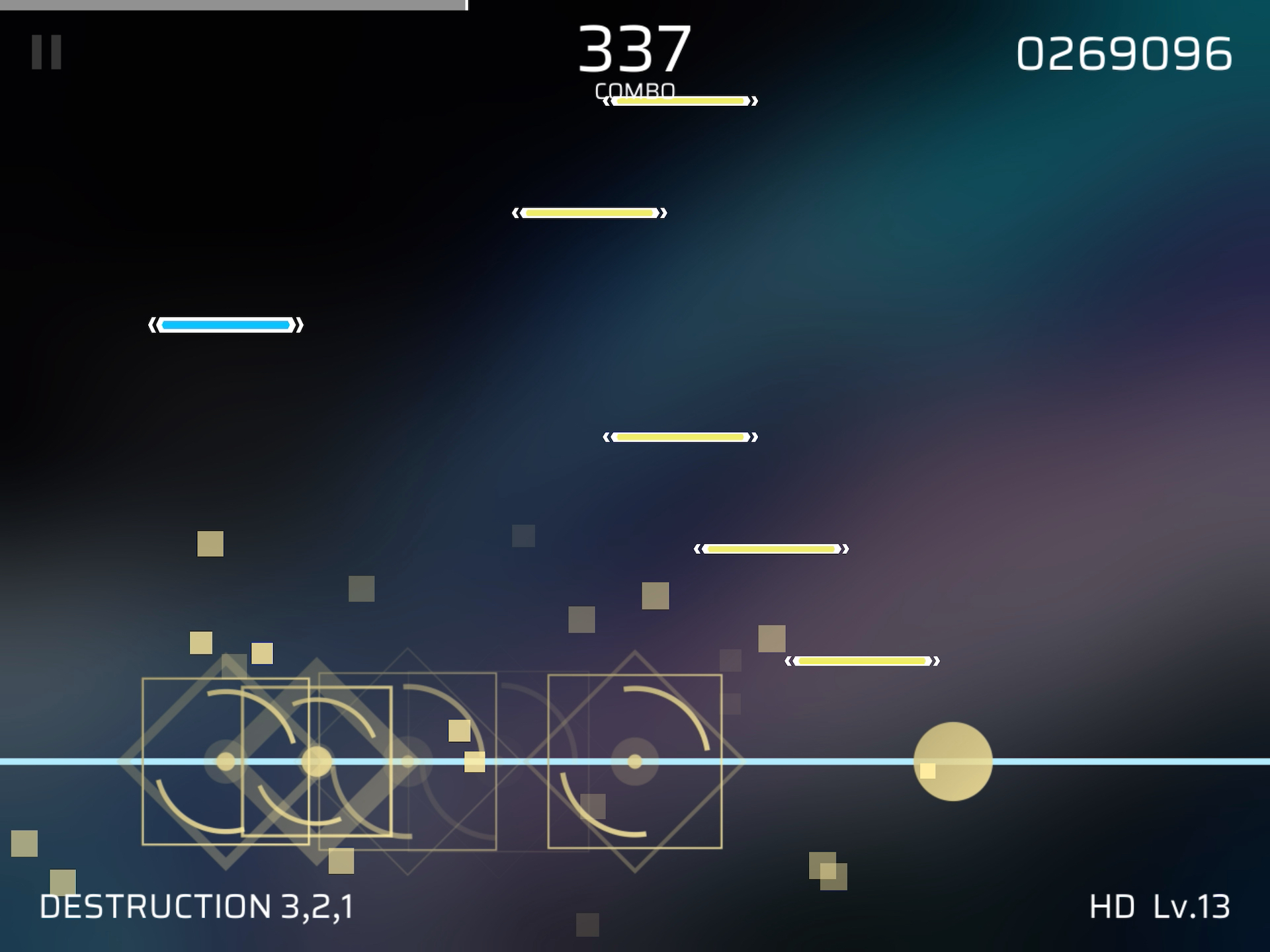 rks14小萌新初见 destruction3,2,1 hd异象full combo!点赞过5挑战ap