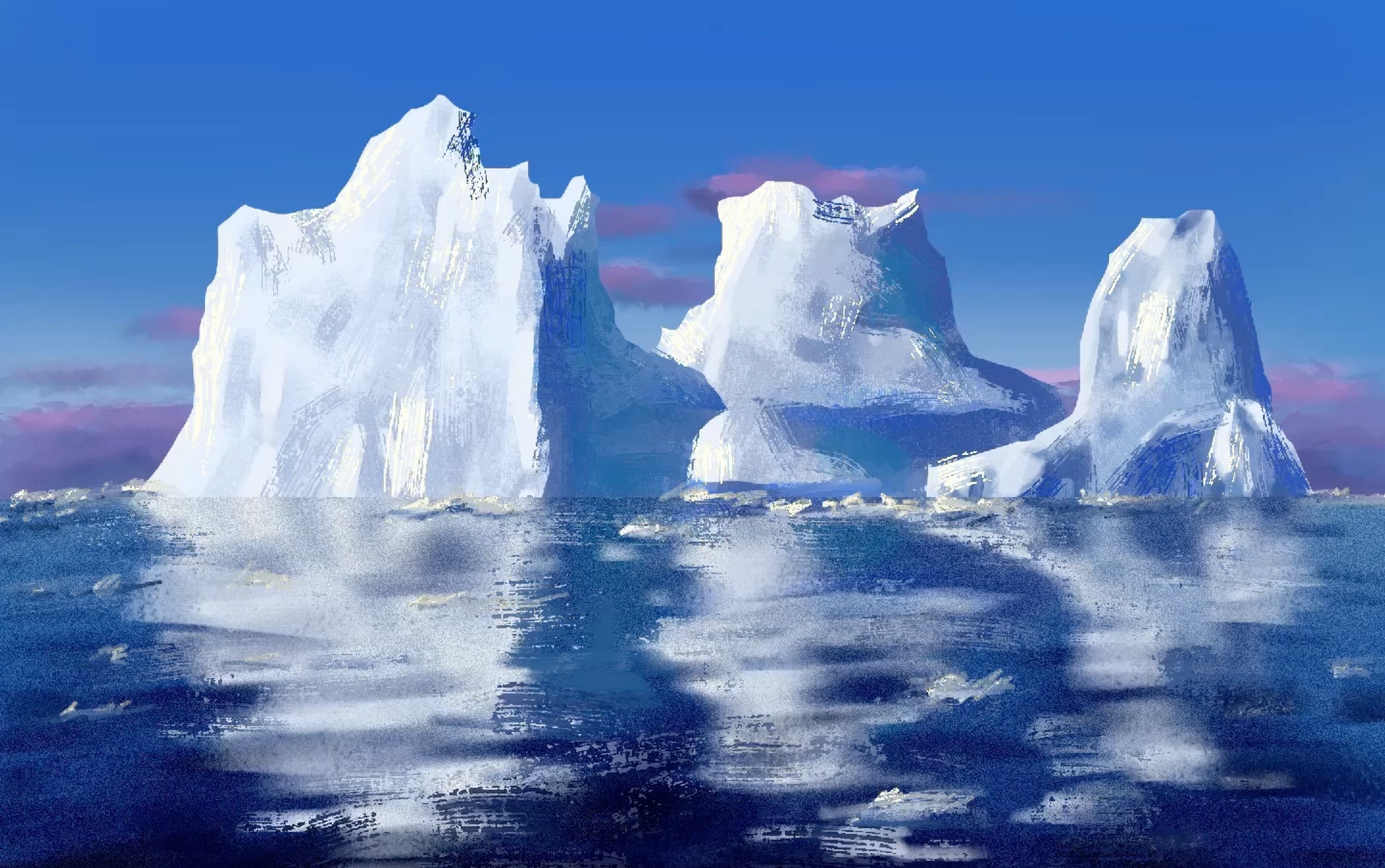 色彩60天挑战赛day14色彩班长素材参考pixabay速涂冰山