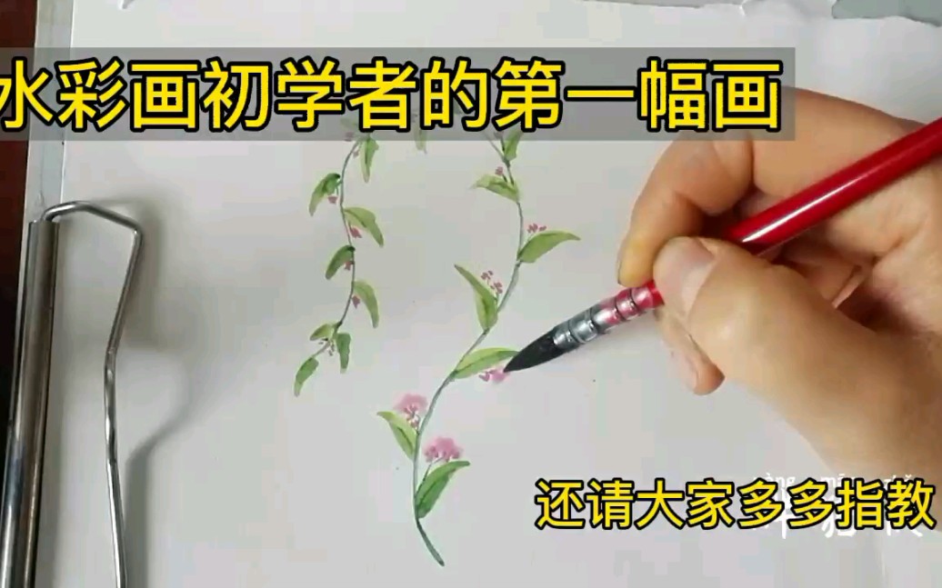 初学者自学水彩画第一幅水彩小画春天的小花花哔哩哔哩bilibili