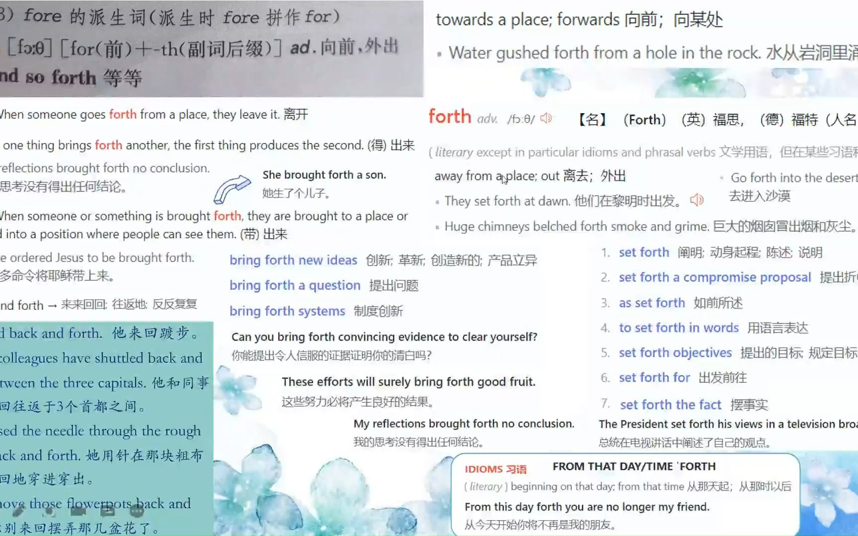 [图]四级词汇 B开头 Day 15 fore-forth，back and forth，set forth，bring forth