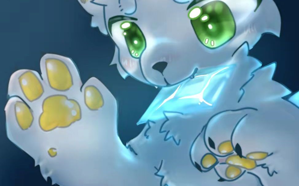 【兽设绘画/指绘】 一只白色的小狐狸正在叼着他的宝石来找你!