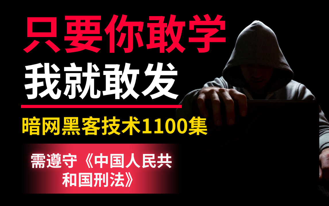 【判刑率99.9%】只要你敢学我就敢发,暗网黑客教程1100集|网络安全/kali破解/web安全/渗透测试+学习笔记+零基础入门网络安全)哔哩哔哩bilibili