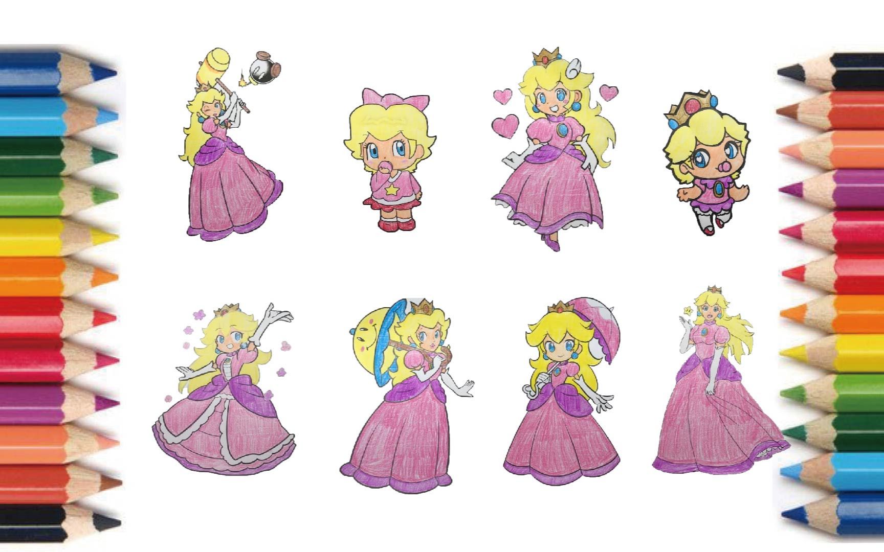 【coloring】princess peach 【塗り絵】ピーチ姫 【涂色】桃子公主