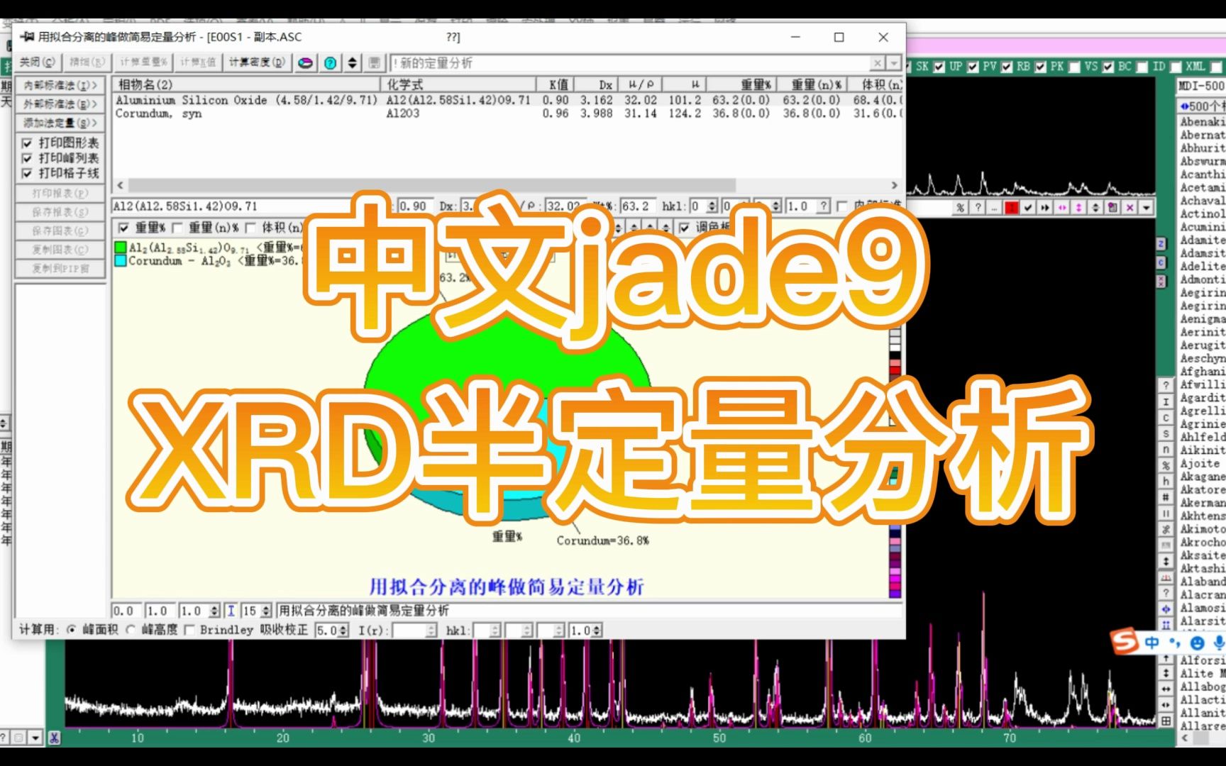 中文jade9XRD半定量分析哔哩哔哩bilibili