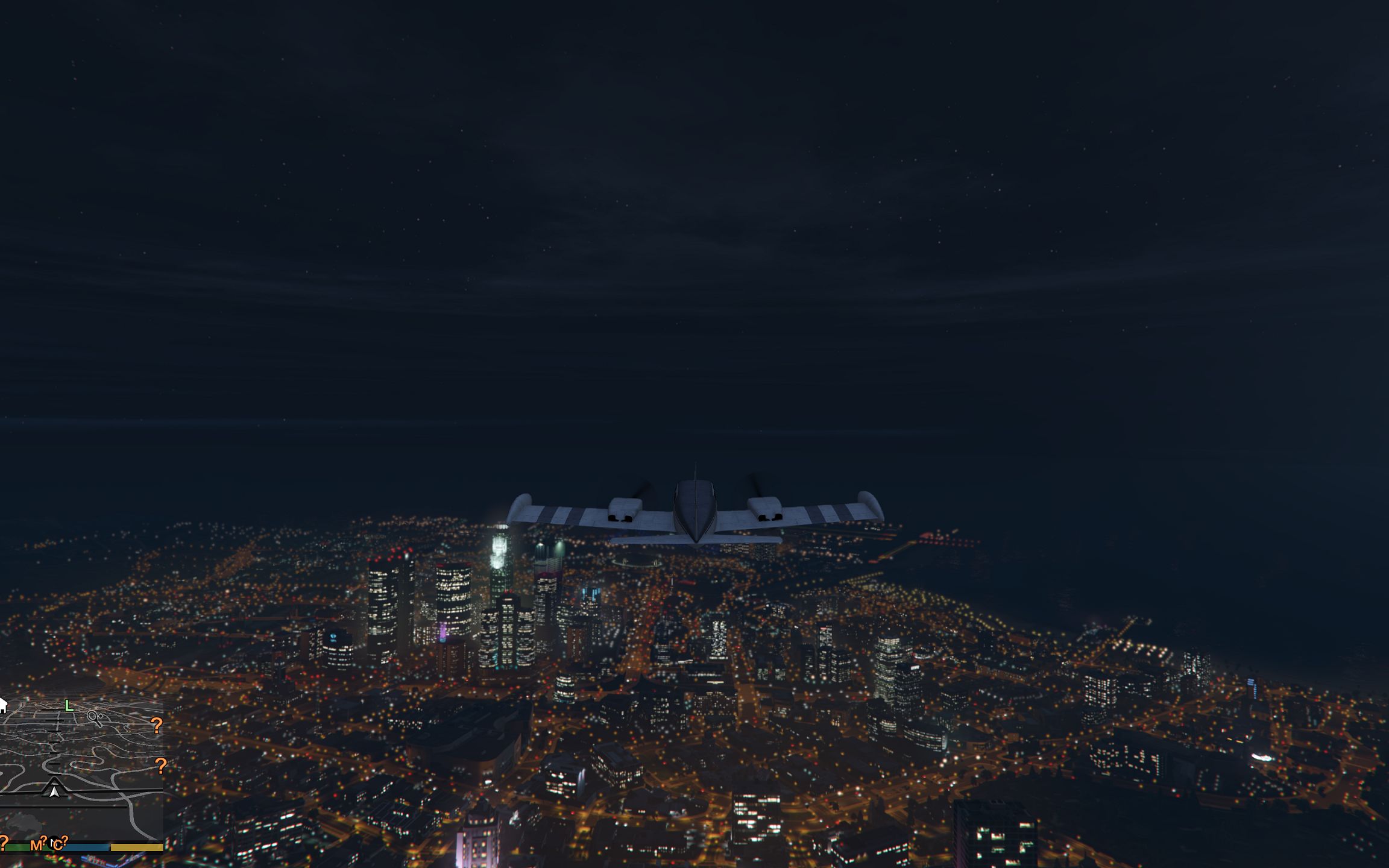 gta5驾机俯瞰洛圣都美丽的夜景