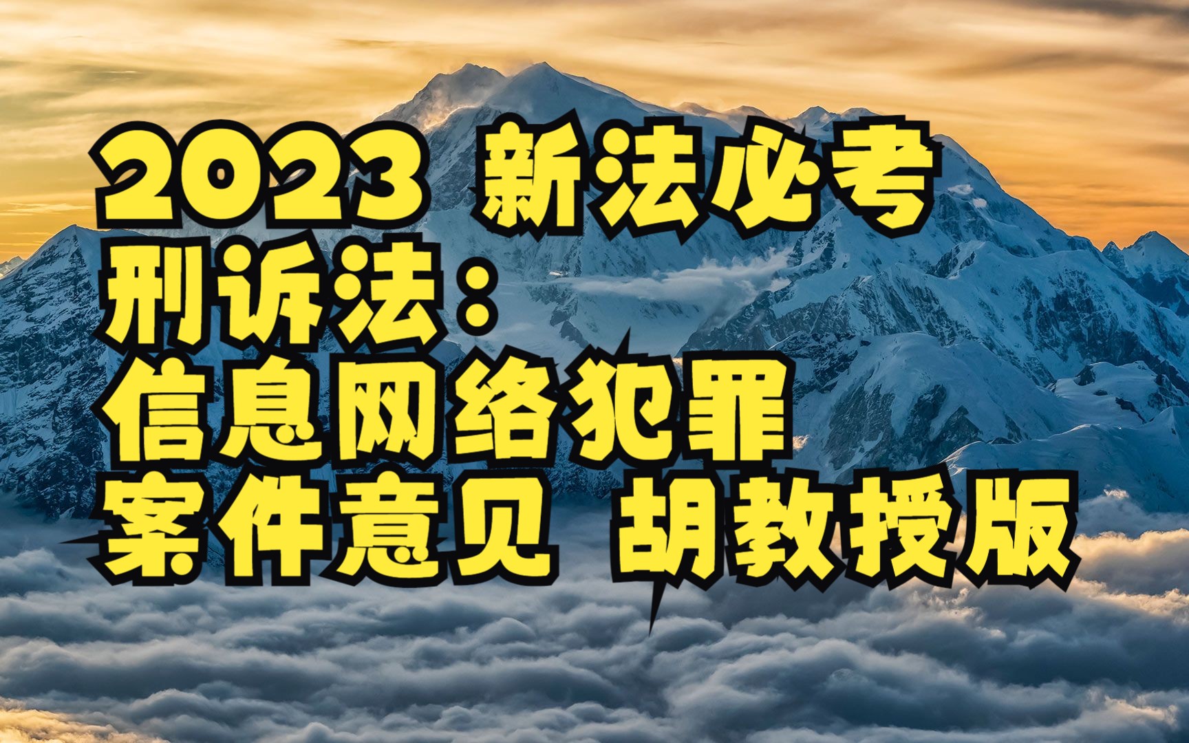 2023 新法必考 刑诉法:信息网络犯罪案件意见 胡教授版哔哩哔哩bilibili