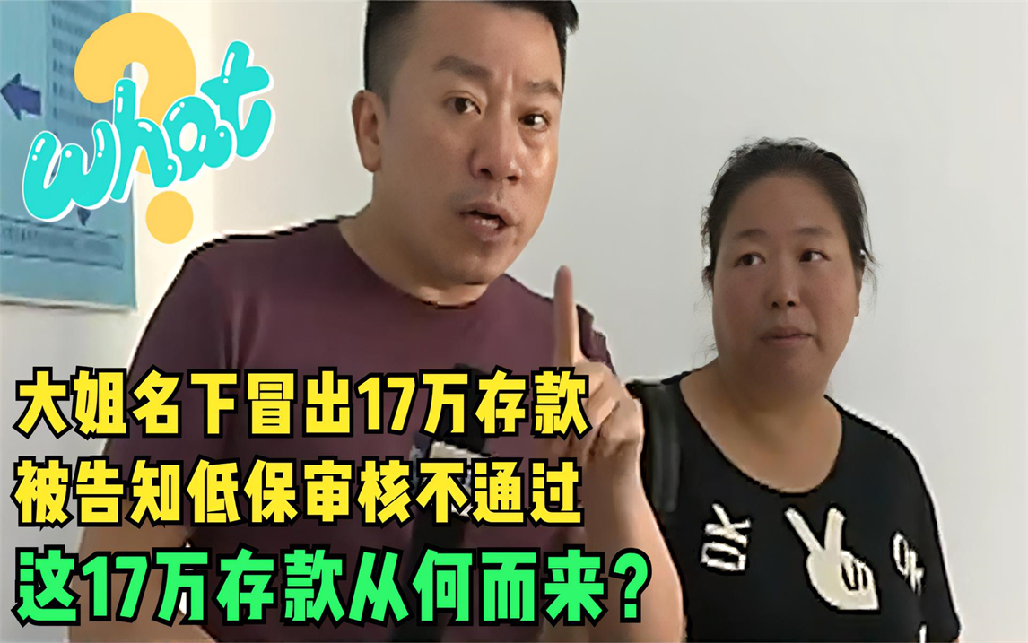 大姐名下冒出17万存款,被告知低保审核不通过,这17万从何而来?哔哩哔哩bilibili