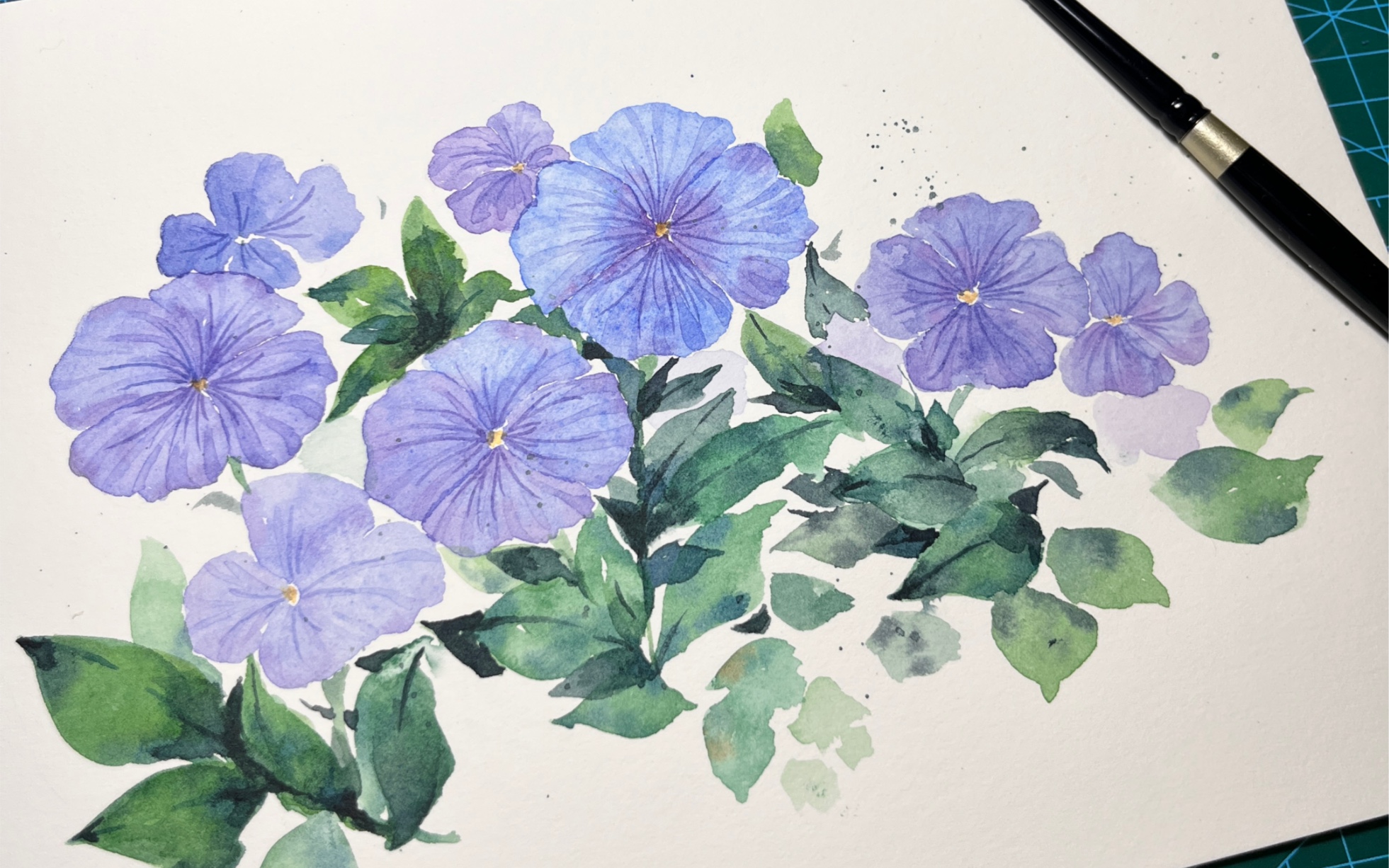 【保姆教程】新手必学水彩花卉|三色堇