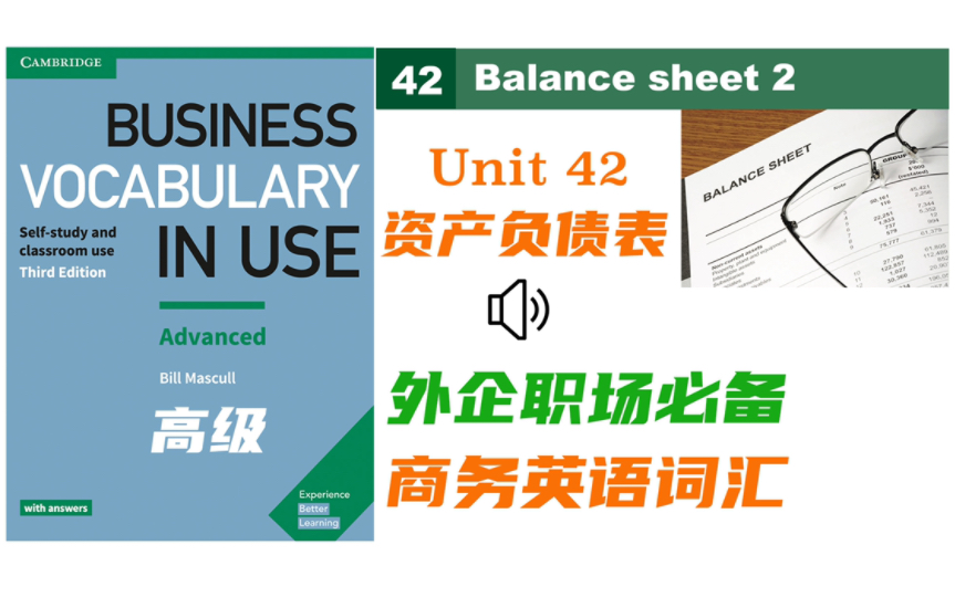 【商务英语】Unit 42资产负债表 下|Business Vocabulary in Use 高级 |外企职场必备的商务词汇|自制音频哔哩哔哩bilibili