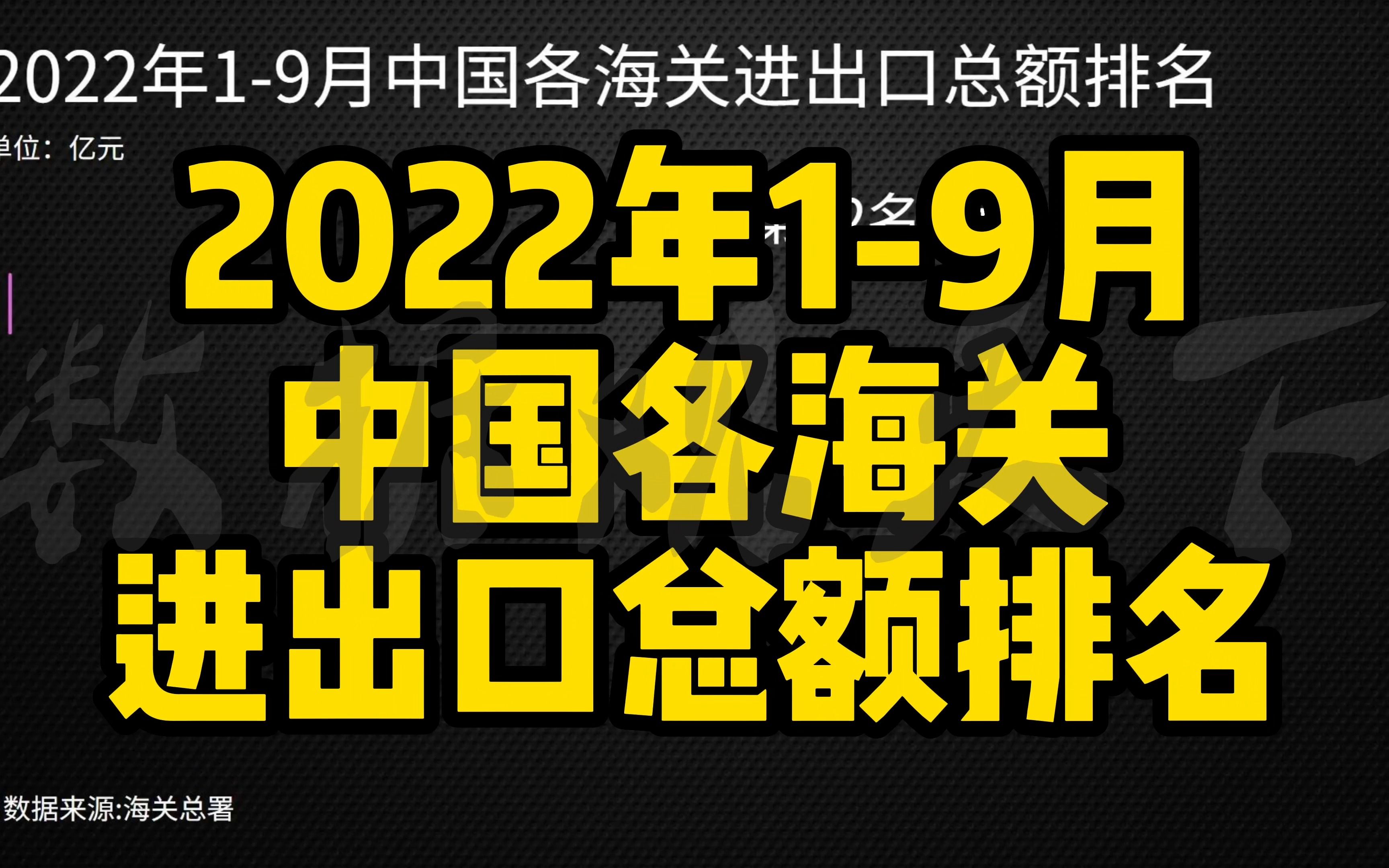 2022年19月中国各海关进出口总额排名哔哩哔哩bilibili