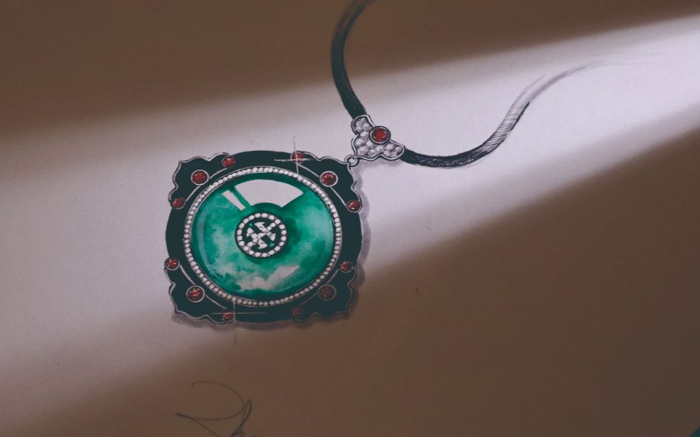 珠宝手绘(翡翠平安扣)