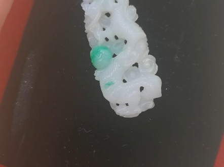 民国老工翡翠白底青龙牌