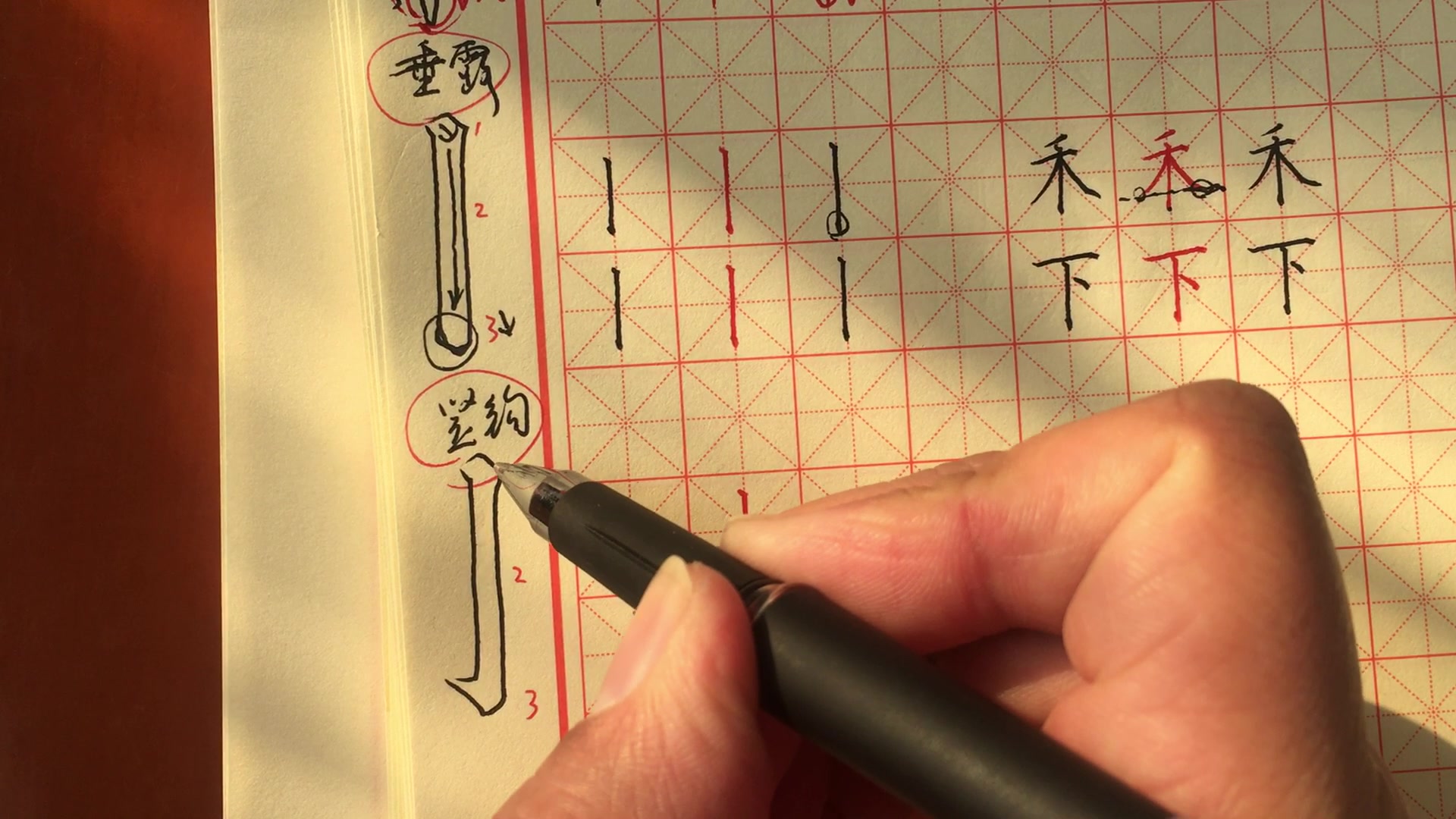 基本笔画——竖画,竖钩