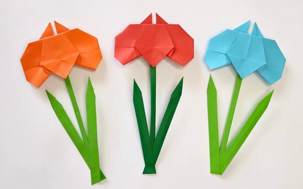 【origami library】簡單的鳶尾花摺紙教程origami iris flower