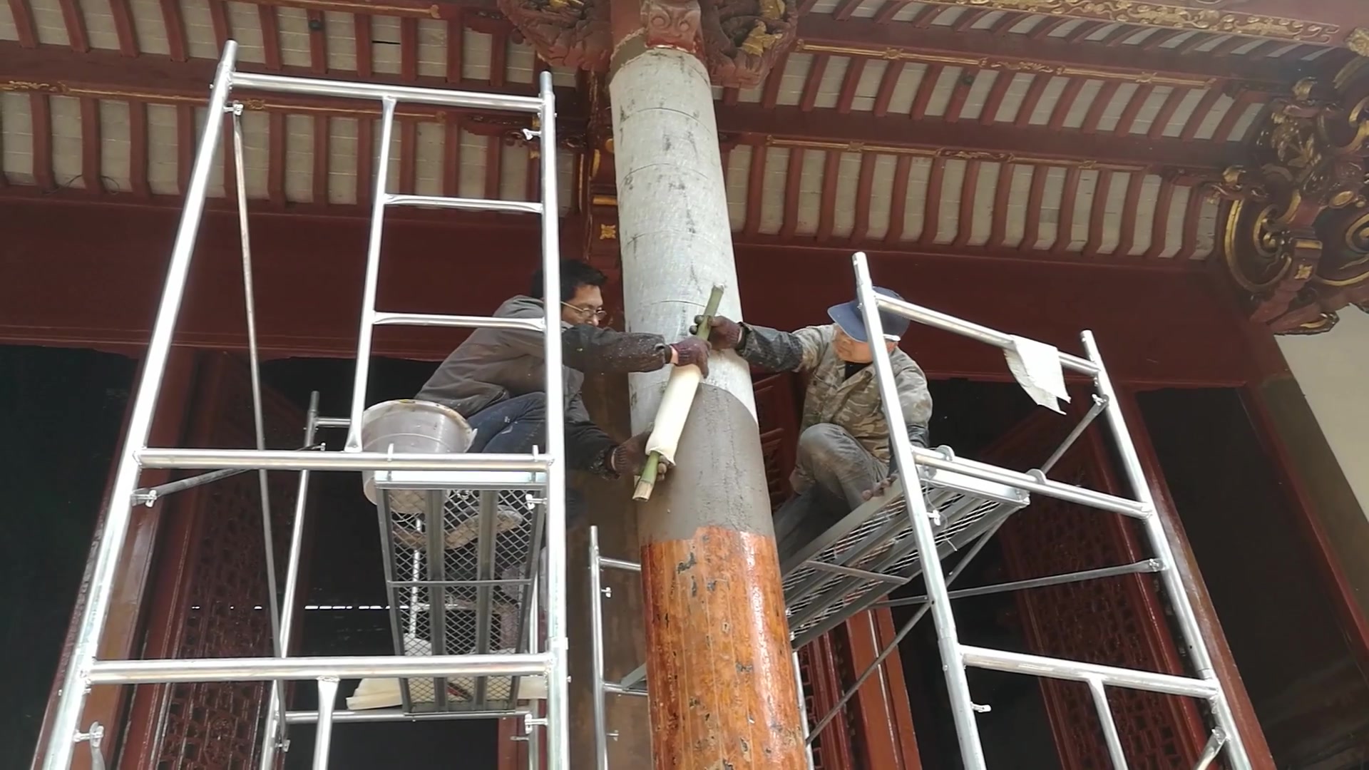 【修缮】杭州市市级文物保护单位江寺柱子一麻五灰哔哩哔哩bilibili