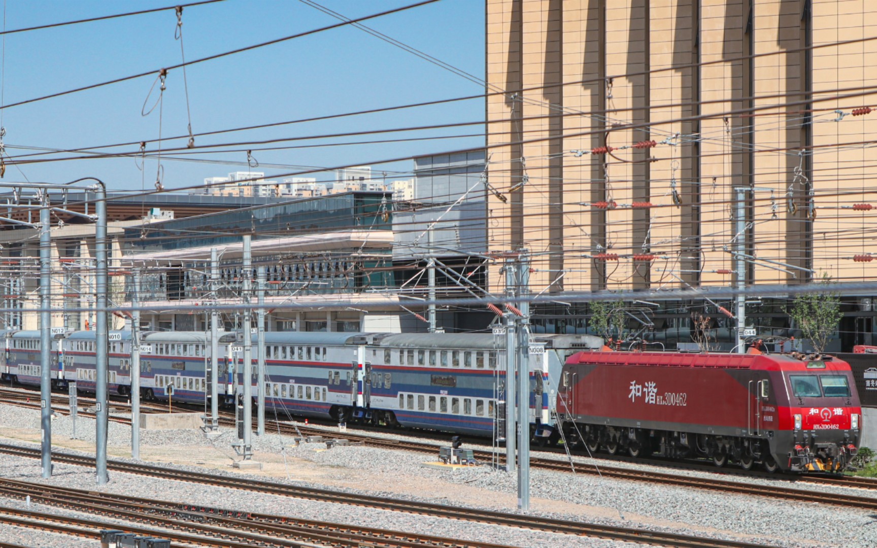 【原色双层】西局西段hxd3d牵引k5446次(宝鸡——神木)西安站十八道