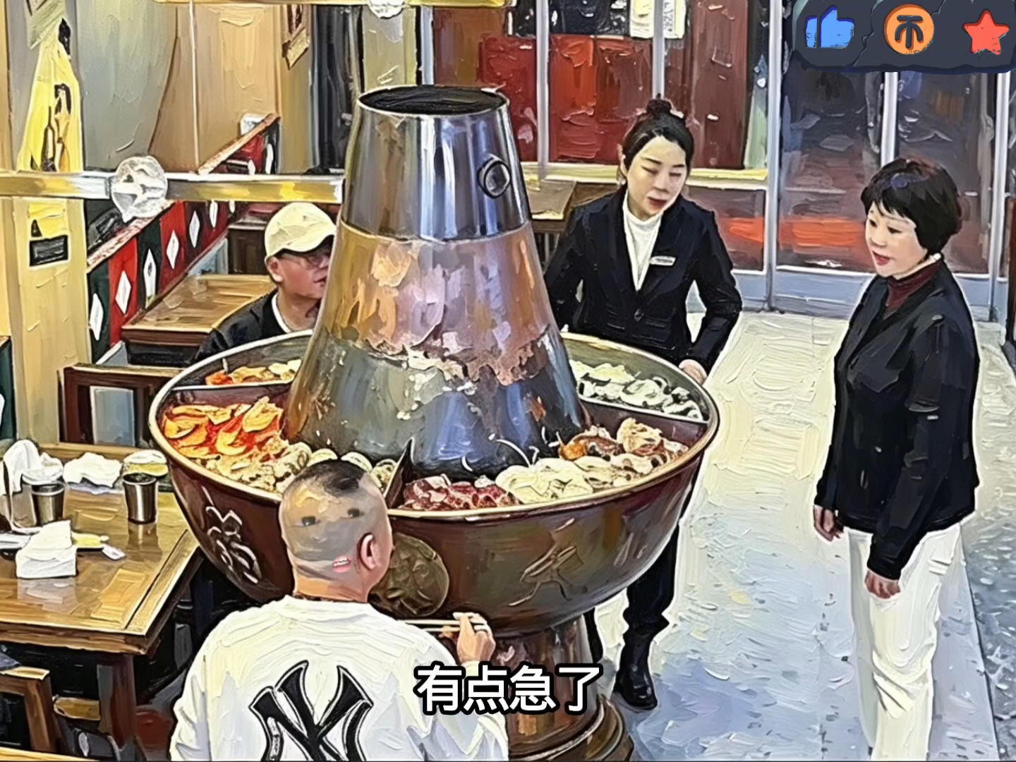 大哥：火锅一上来我俩就跟配菜似的