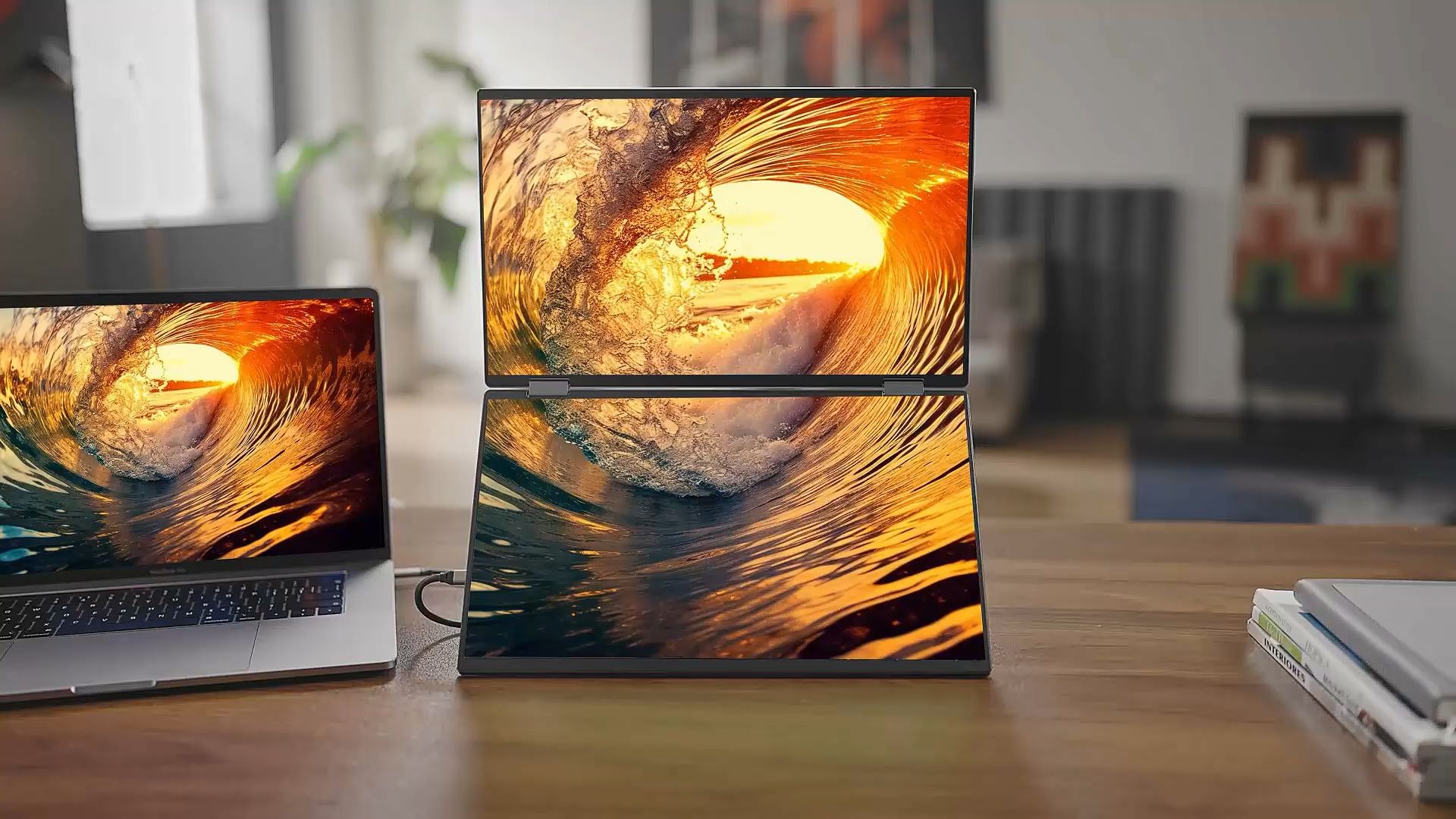 6 英寸双屏便携显示器!