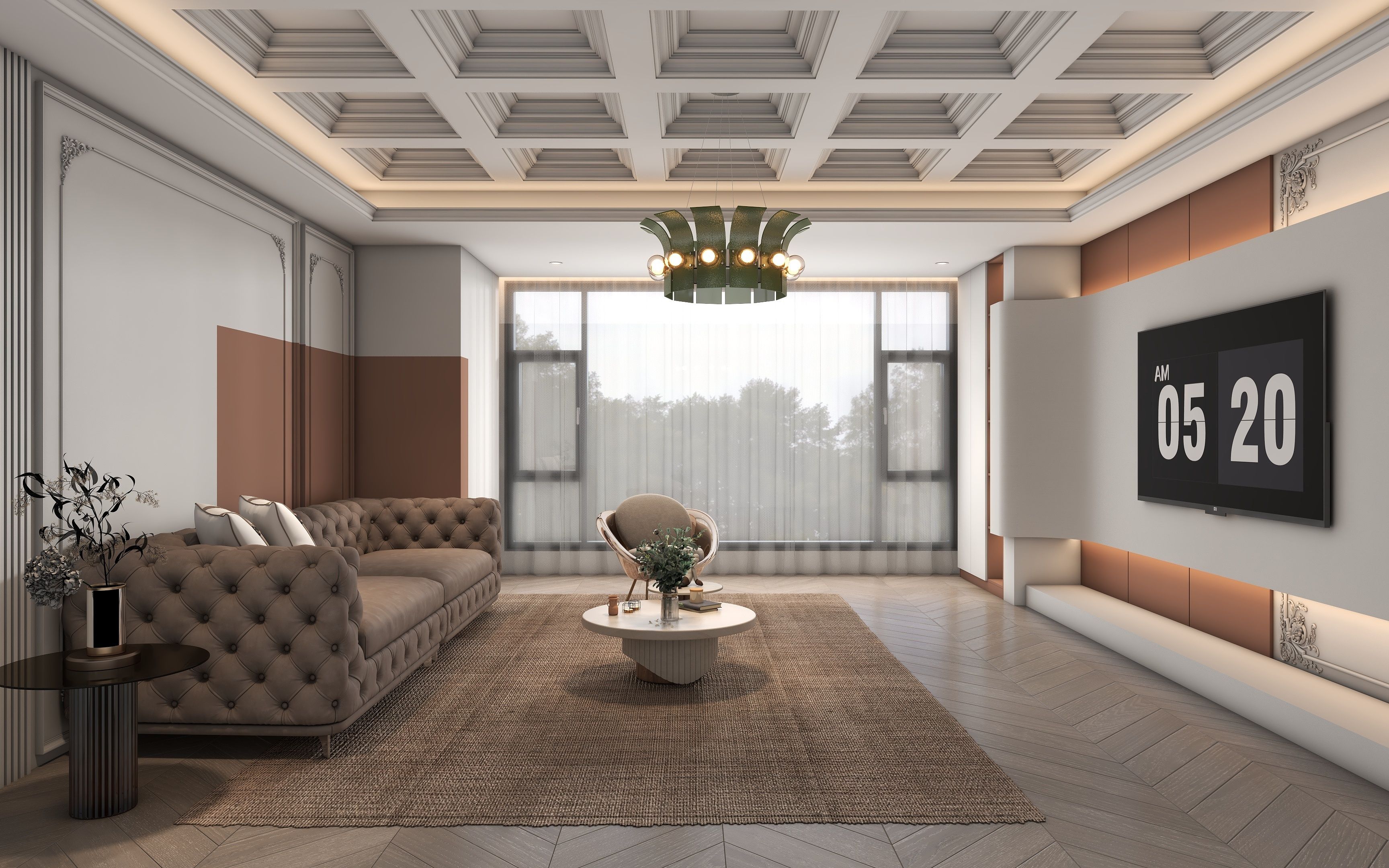 酷家乐-美式格子吊顶