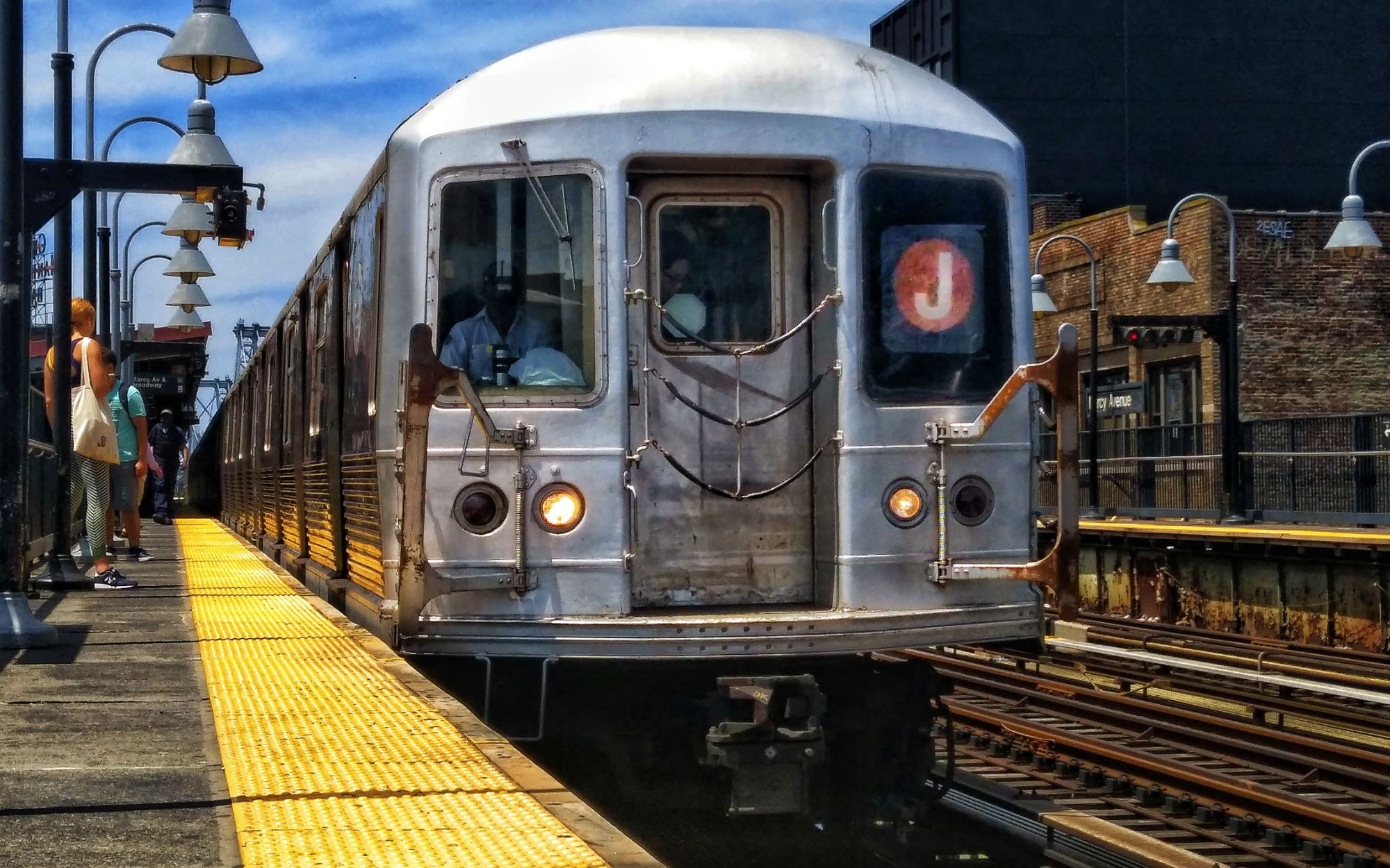 纽约地铁povj线车头视角西行各站停车全程晴天