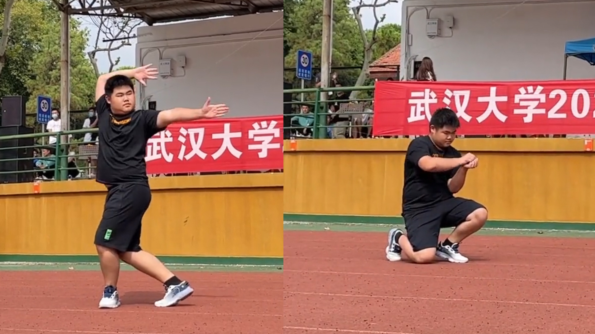 [图]武大新生军训汇演，男生自信演绎极乐净土，舞姿标准引全场欢呼