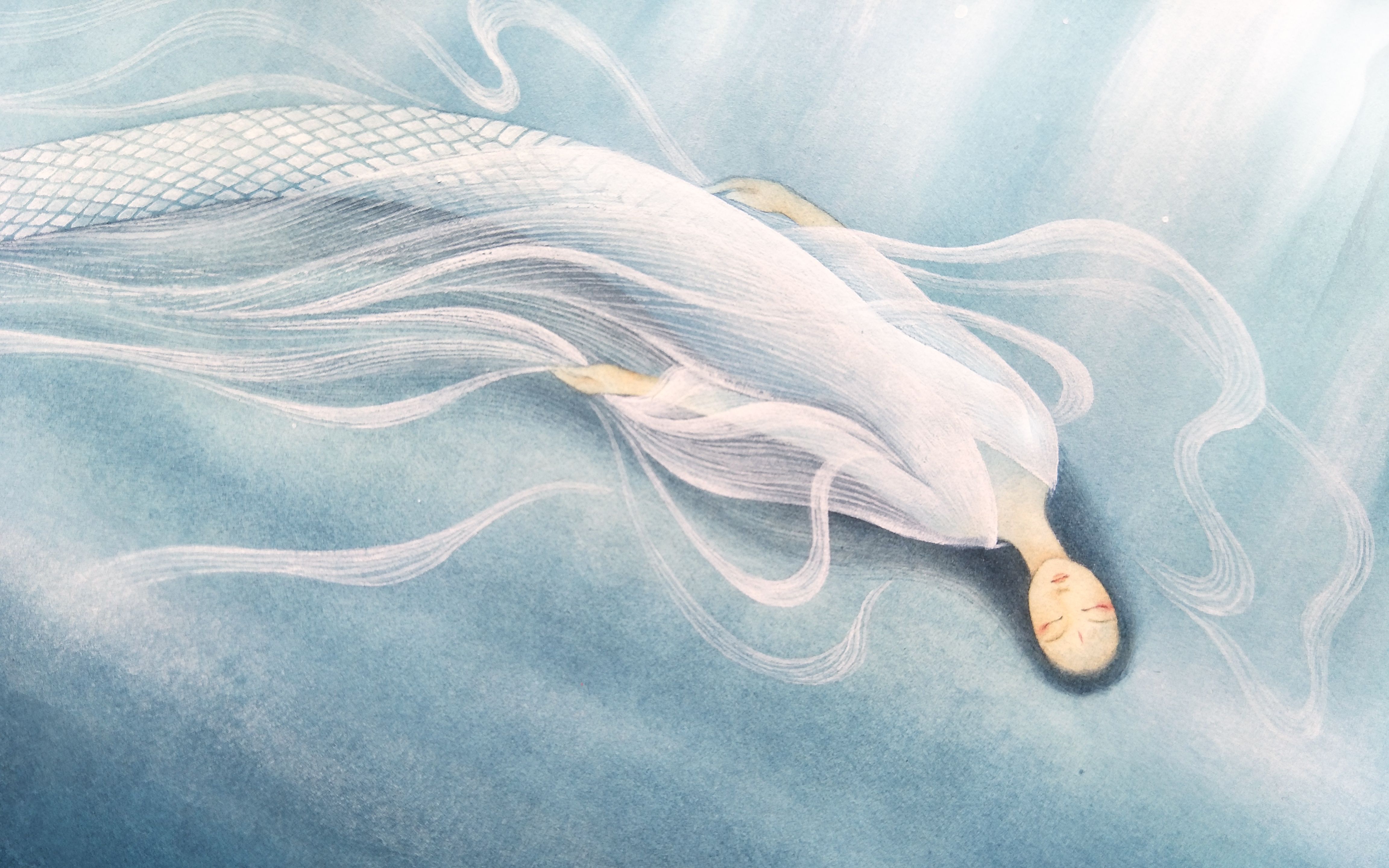 白蛇 水彩 过程 手绘_哔哩哔哩_bilibili