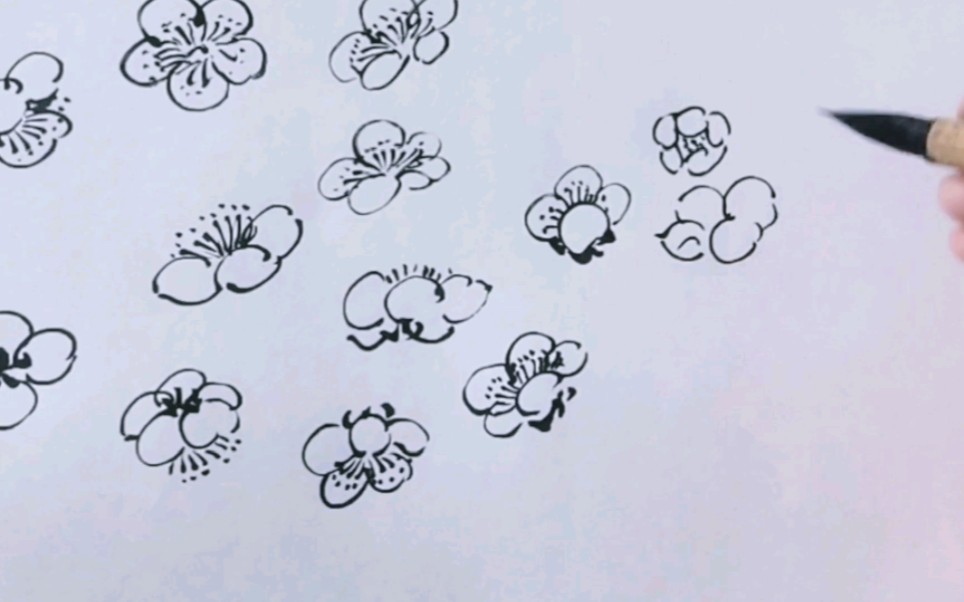 国画入门双钩梅花