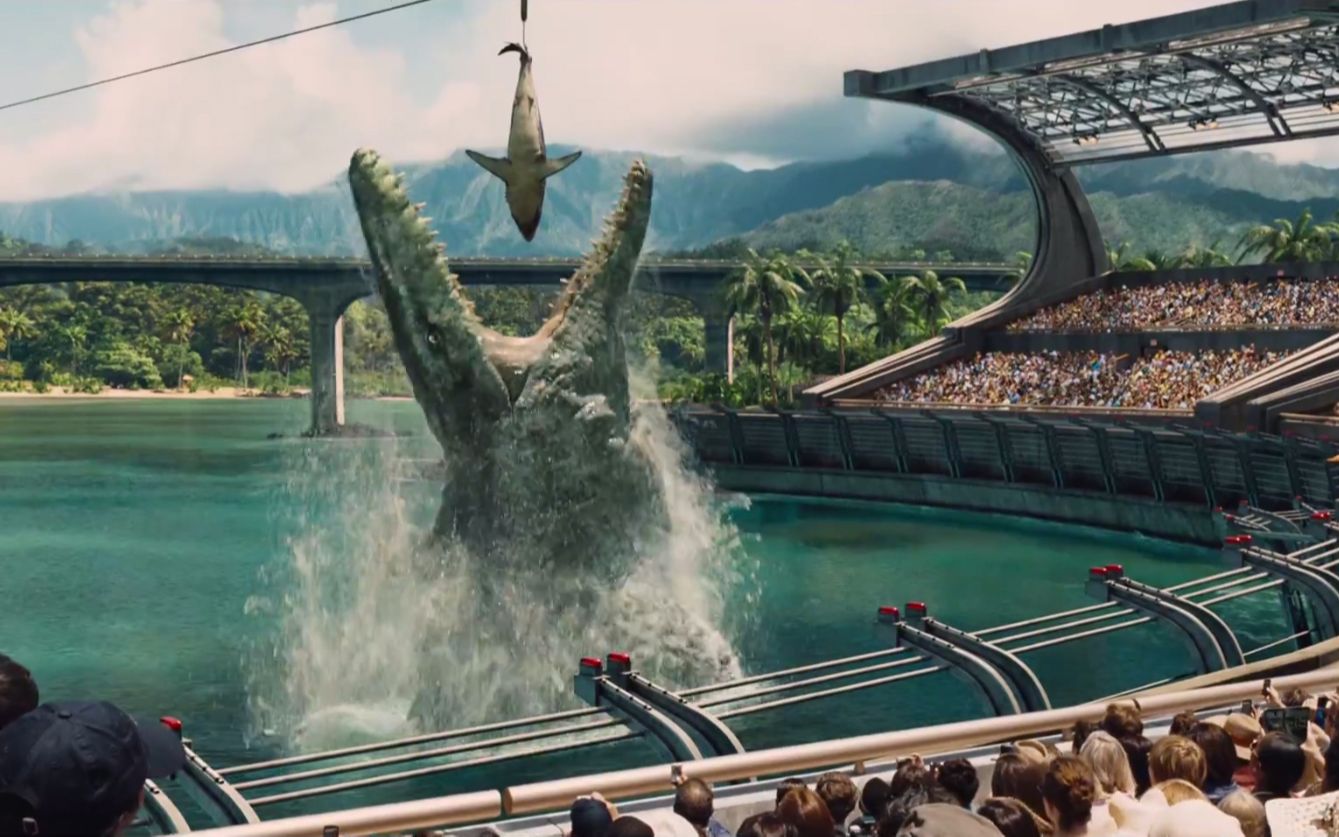 游乐园里有条能一口吃下霸王龙,拯救世界的沧龙,游客们都很喜欢_哔哩