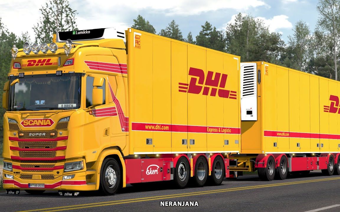 【youtube】欧卡2mod_dhl tandem skin for scania s - euro truck