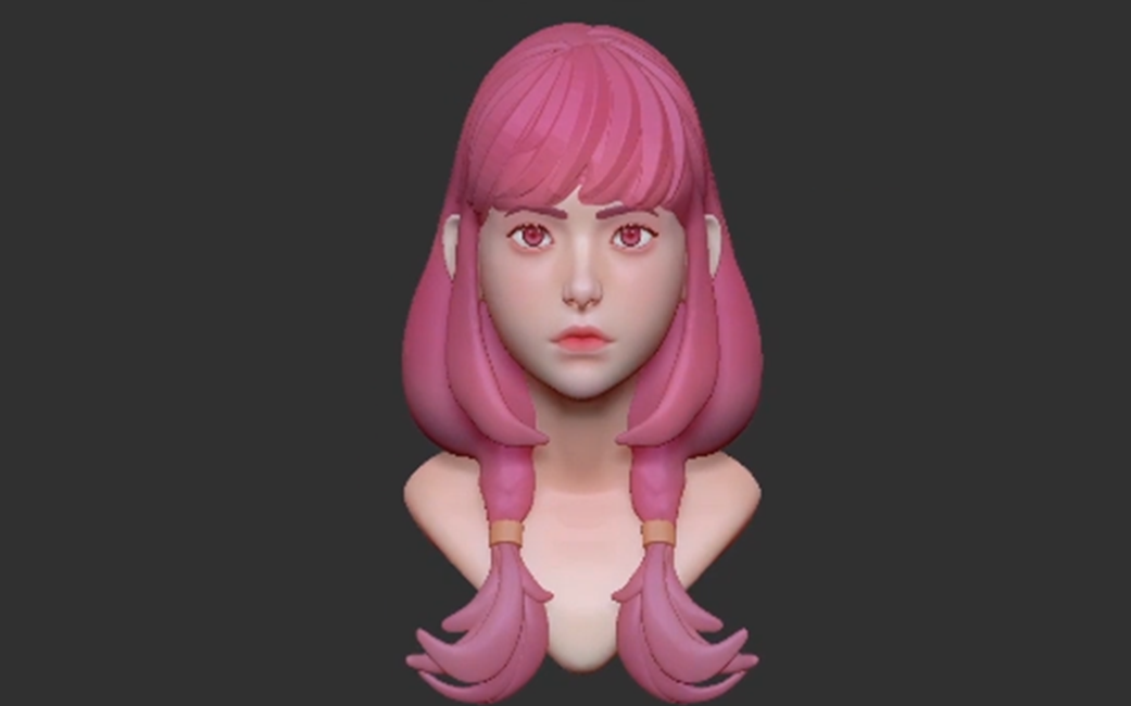 【3d人物美少女建模】粉头发的妹妹又是双马尾,是走程序还在直接爱?