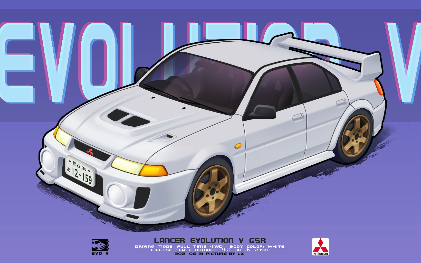 《头文字d》会川座驾 三菱 lancer evolution v gsr 绘制过程
